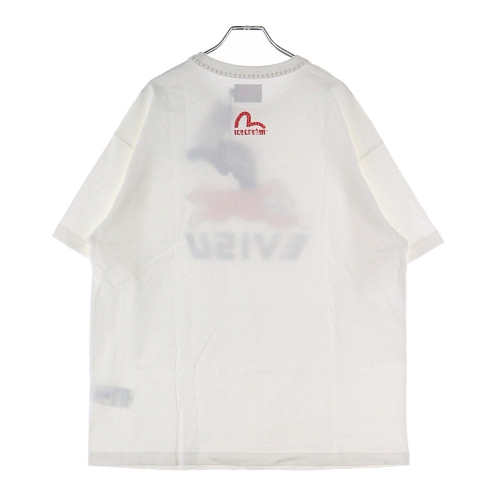 EVISU(エビス) ×ICECREAM 両面プリント クルーネック半袖Tシャツカットソー ホワイト 2EAICM5TS7023RXCT