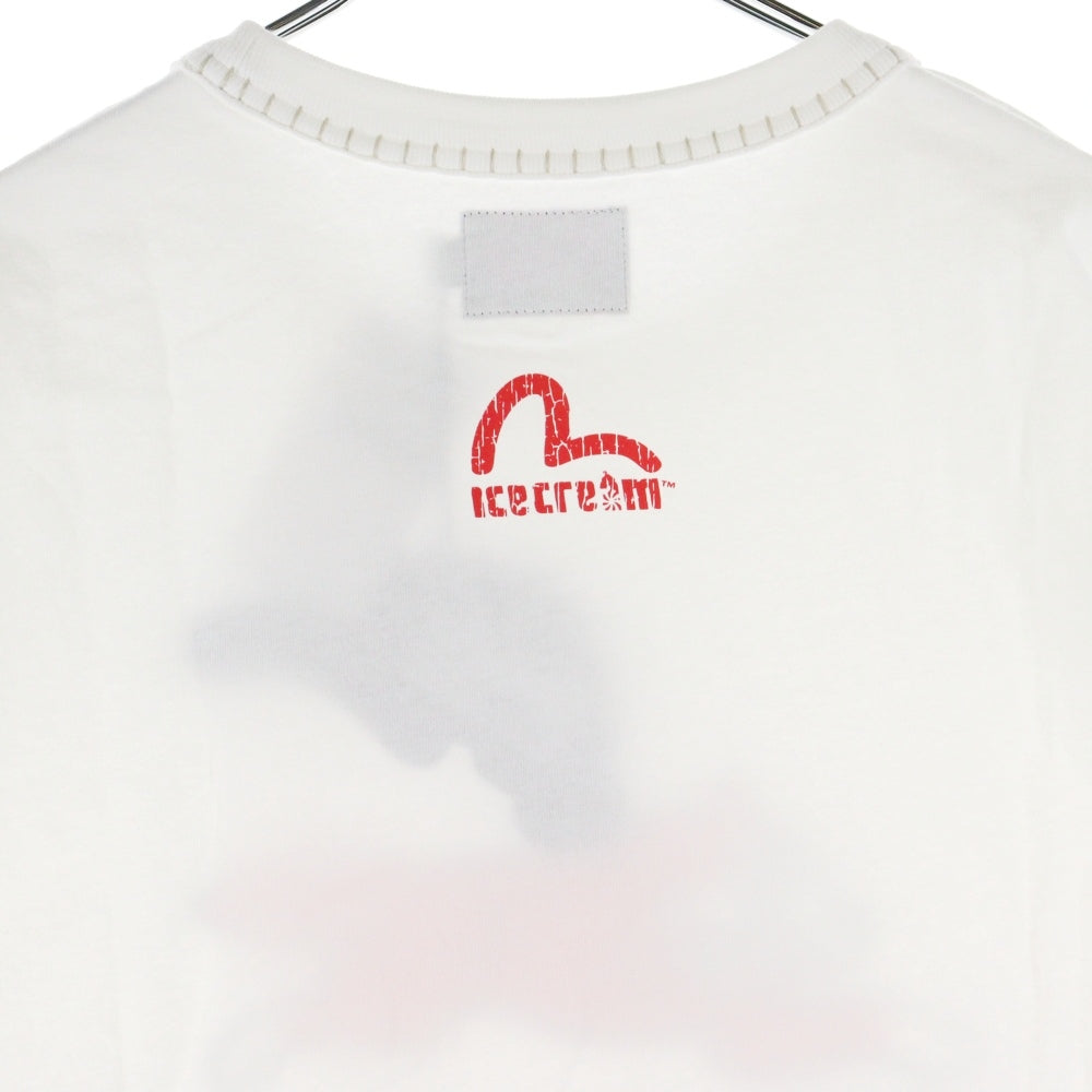 EVISU(エビス) ×ICECREAM 両面プリント クルーネック半袖Tシャツカットソー ホワイト 2EAICM5TS7023RXCT