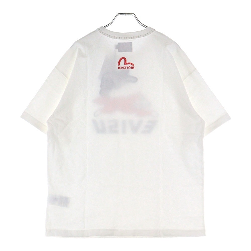EVISU(エビス) ×ICECREAM 両面プリント クルーネック半袖Tシャツカットソー ホワイト 2EAICM5TS7023RXCT