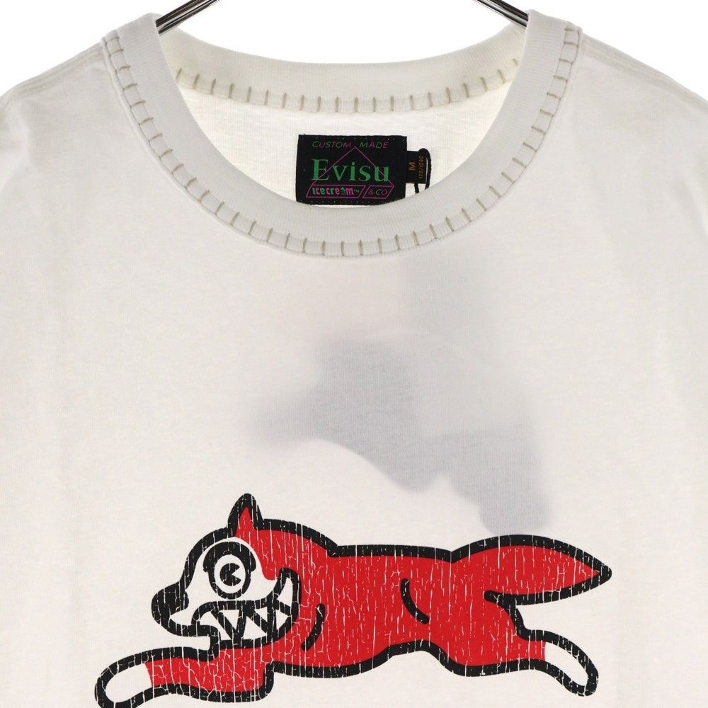 EVISU(エビス) ×ICECREAM 両面プリント クルーネック半袖Tシャツカットソー ホワイト 2EAICM5TS7023RXCT