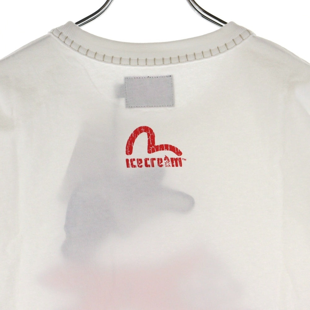 EVISU(エビス) ×ICECREAM 両面プリント クルーネック半袖Tシャツカットソー ホワイト 2EAICM5TS7023RXCT