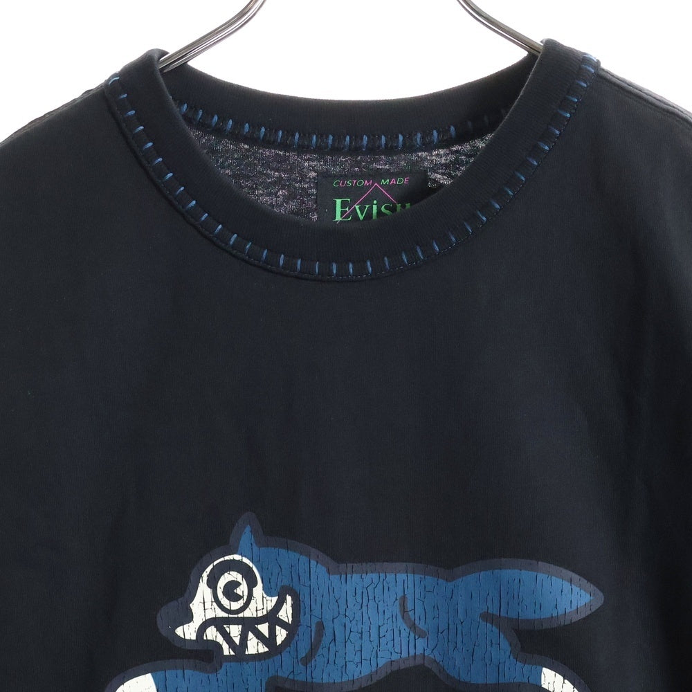 EVISU(エビス) ×ICECREAM 両面プリント クルーネック半袖Tシャツカットソー ブラック 2EAICM5TS7023RXCT