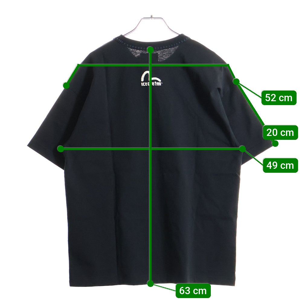EVISU(エビス) ×ICECREAM 両面プリント クルーネック半袖Tシャツカットソー ブラック 2EAICM5TS7023RXCT