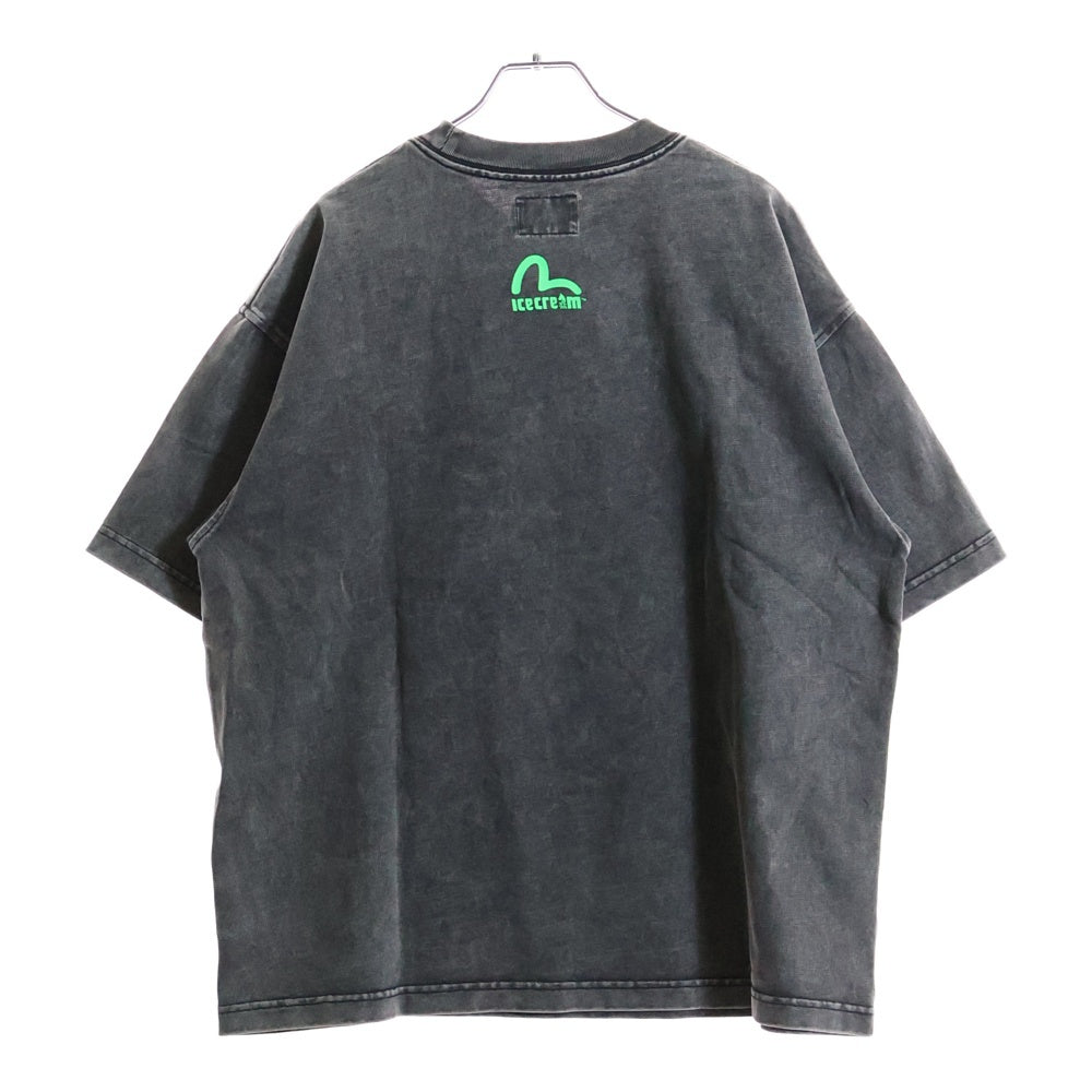 EVISU(エビス) ×ICECREAM 両面プリント クルーネック半袖Tシャツカットソー グレー 2EAICM5TS7024OSCT