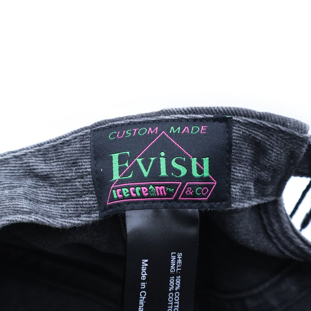 EVISU(エビス) ×ICECREAM ロゴ刺繍 デニムキャップ グレー 2EAICU5HT7030XXCT