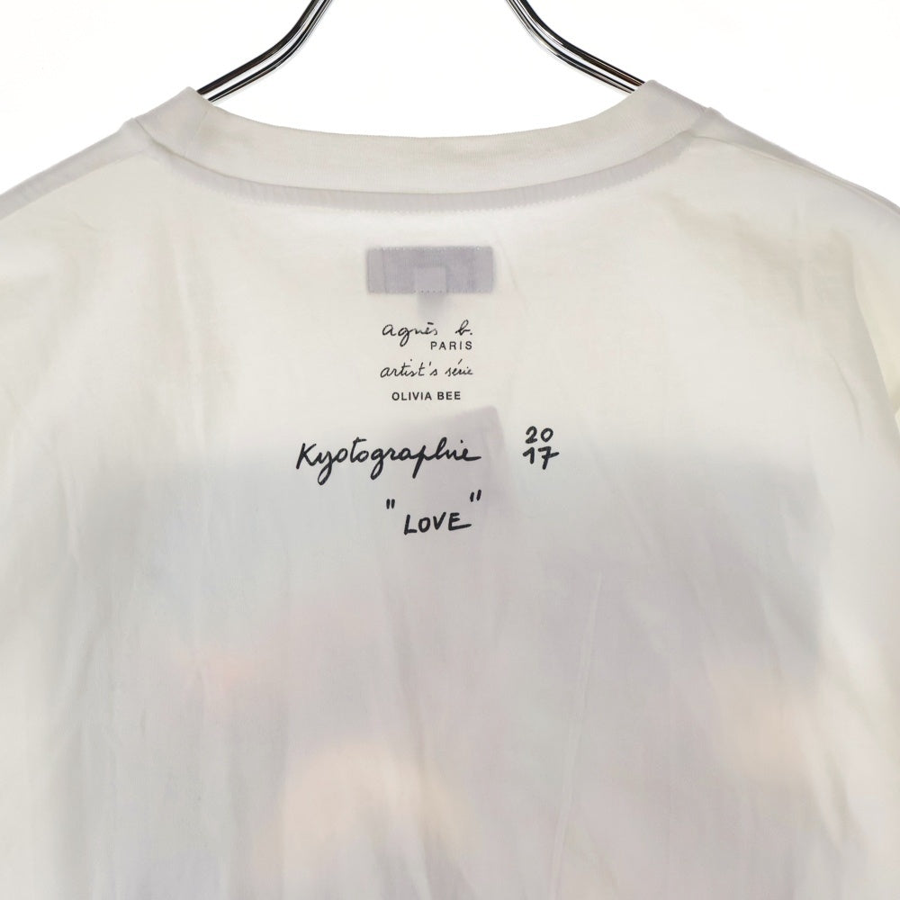 agnes b.(アニエスベー) OLIVIA BEE フォトプリント クルーネック半袖Tシャツカットソー ホワイト 7835SBD9
