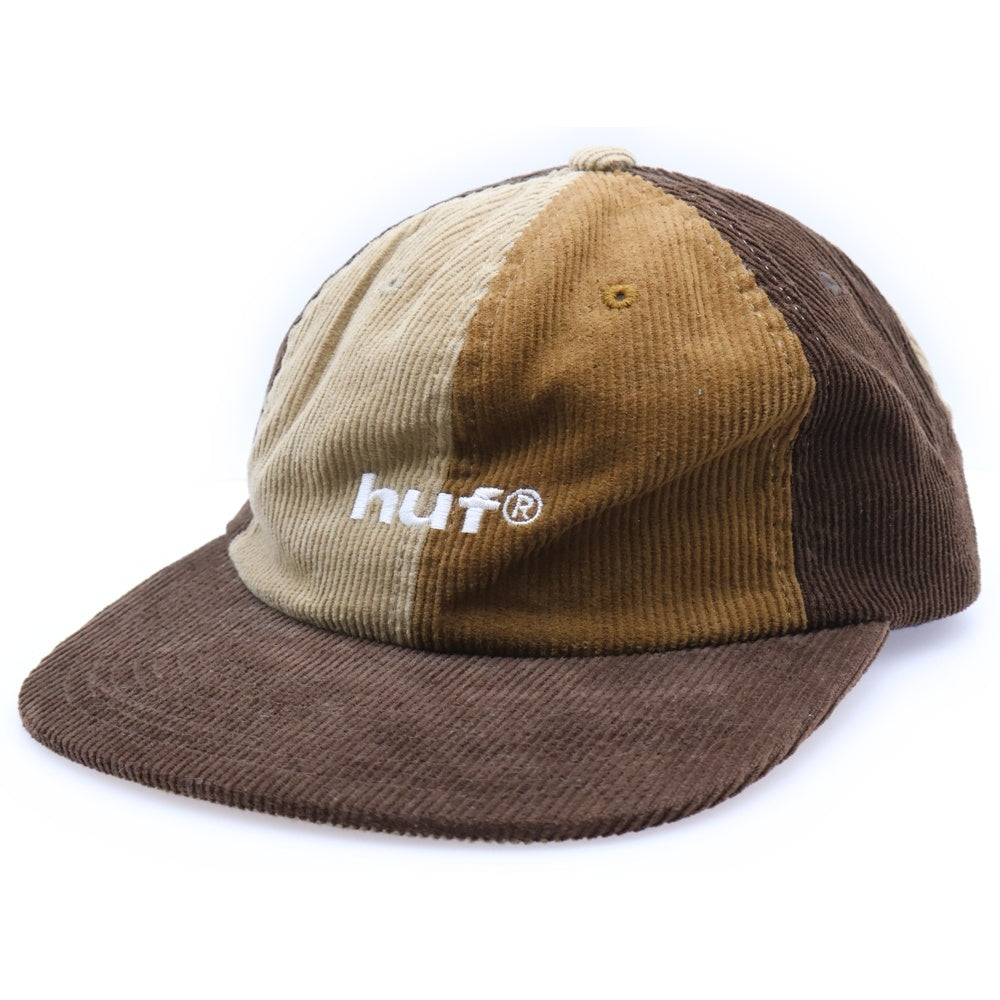 HUF(ハフ) フロント刺繍ロゴ コーデュロイキャップ 帽子 ブラウン HT00594