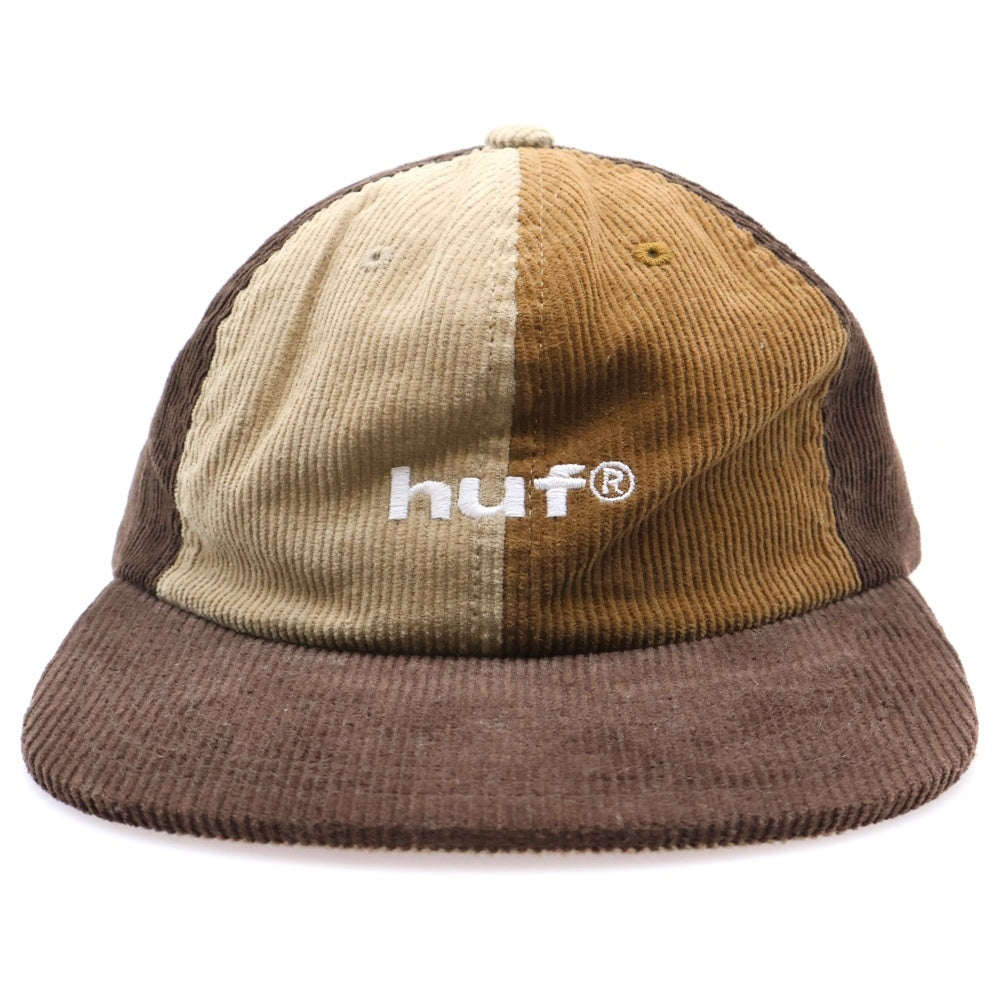 HUF(ハフ) フロント刺繍ロゴ コーデュロイキャップ 帽子 ブラウン HT00594