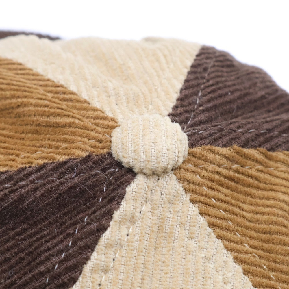 HUF(ハフ) フロント刺繍ロゴ コーデュロイキャップ 帽子 ブラウン HT00594