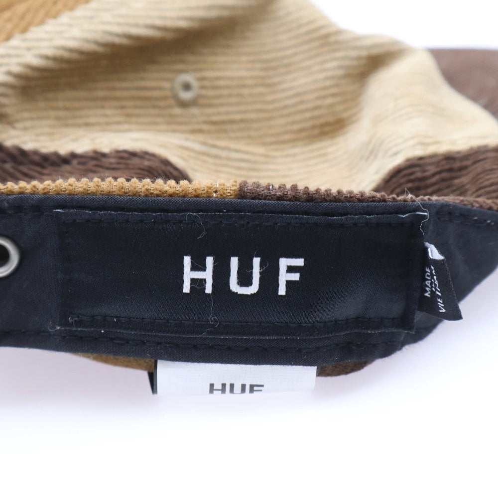 HUF(ハフ) フロント刺繍ロゴ コーデュロイキャップ 帽子 ブラウン HT00594