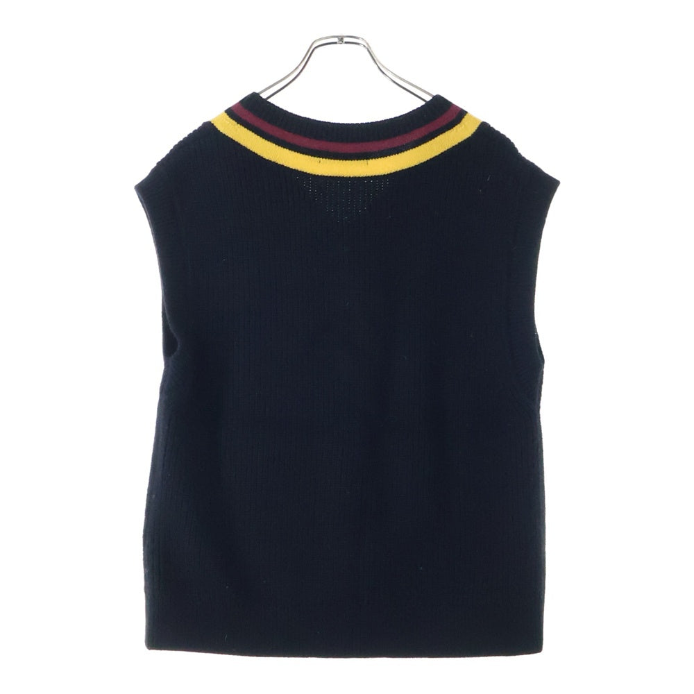 FRED PERRY(フレッドペリー) フロント刺繍ロゴ Vネックニットベスト レディース ブラック FZ7230
