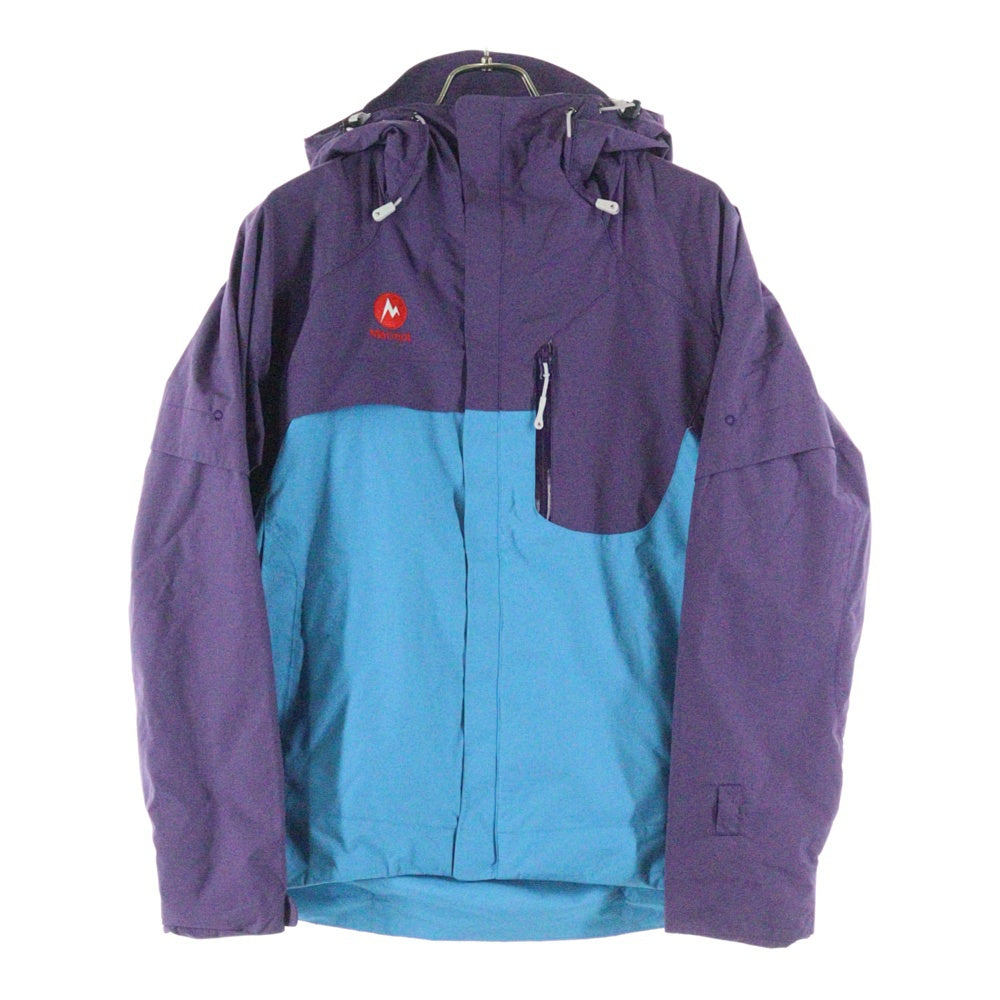 Marmot(マーモット) フロント刺繍ロゴ ツートンカラーフーディージャケット パープル/ブルー