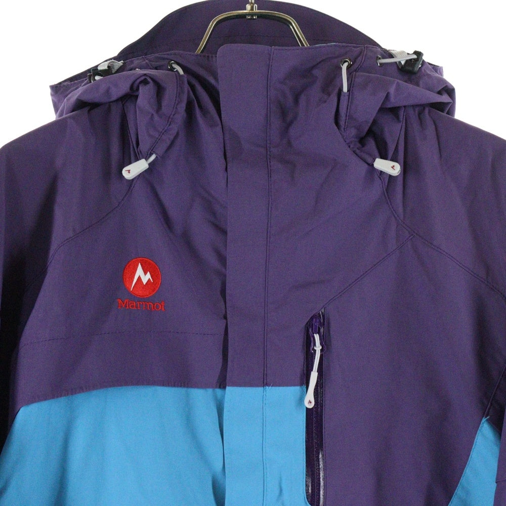 Marmot(マーモット) フロント刺繍ロゴ ツートンカラーフーディージャケット パープル/ブルー