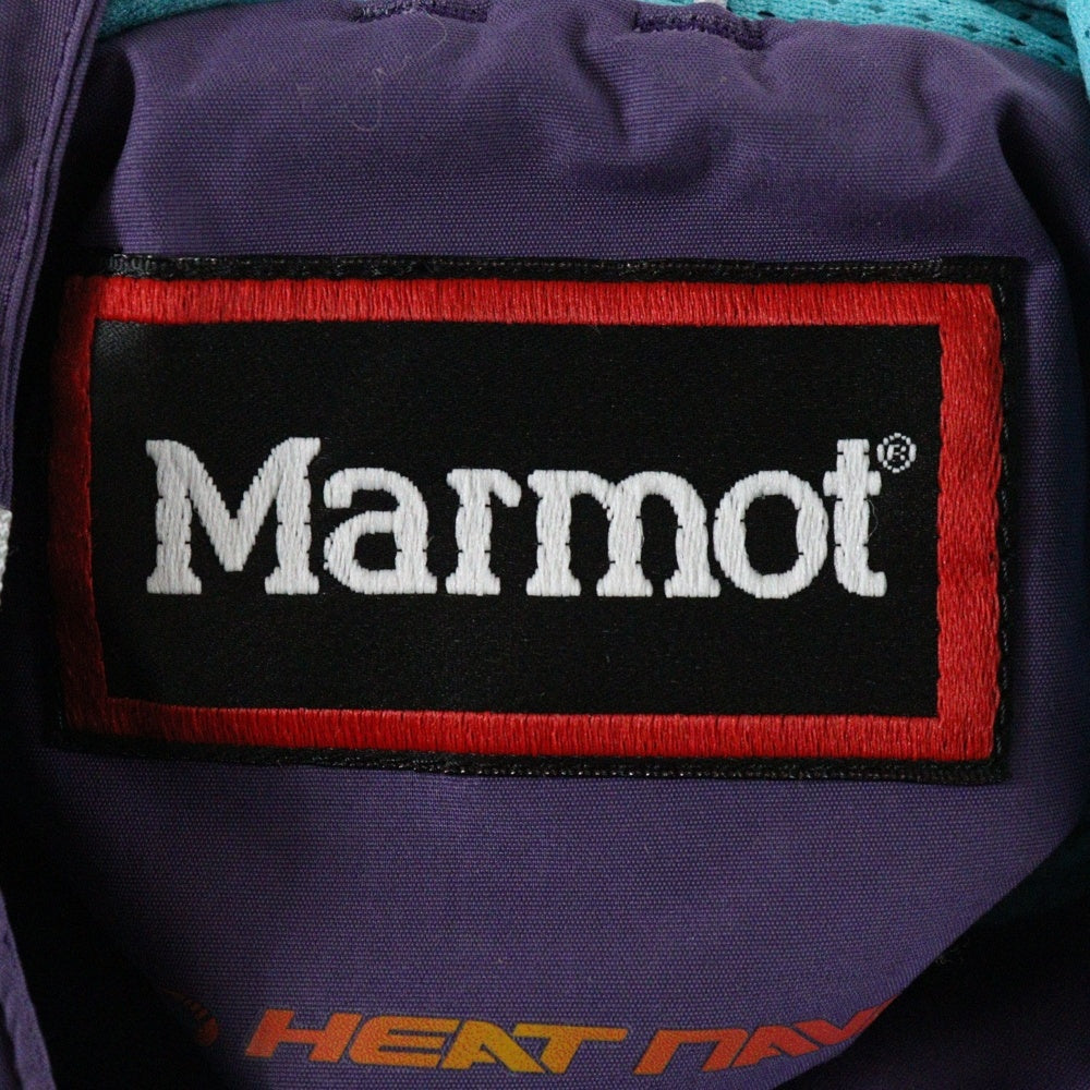 Marmot(マーモット) フロント刺繍ロゴ ツートンカラーフーディージャケット パープル/ブルー