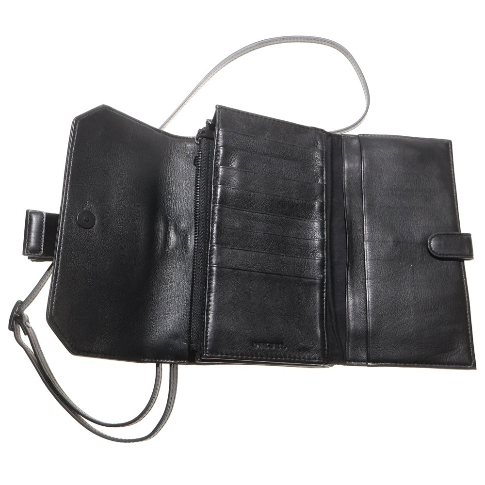 DIESEL(ディーゼル) ベロア切り替え フラップショルダーバッグ ブラック