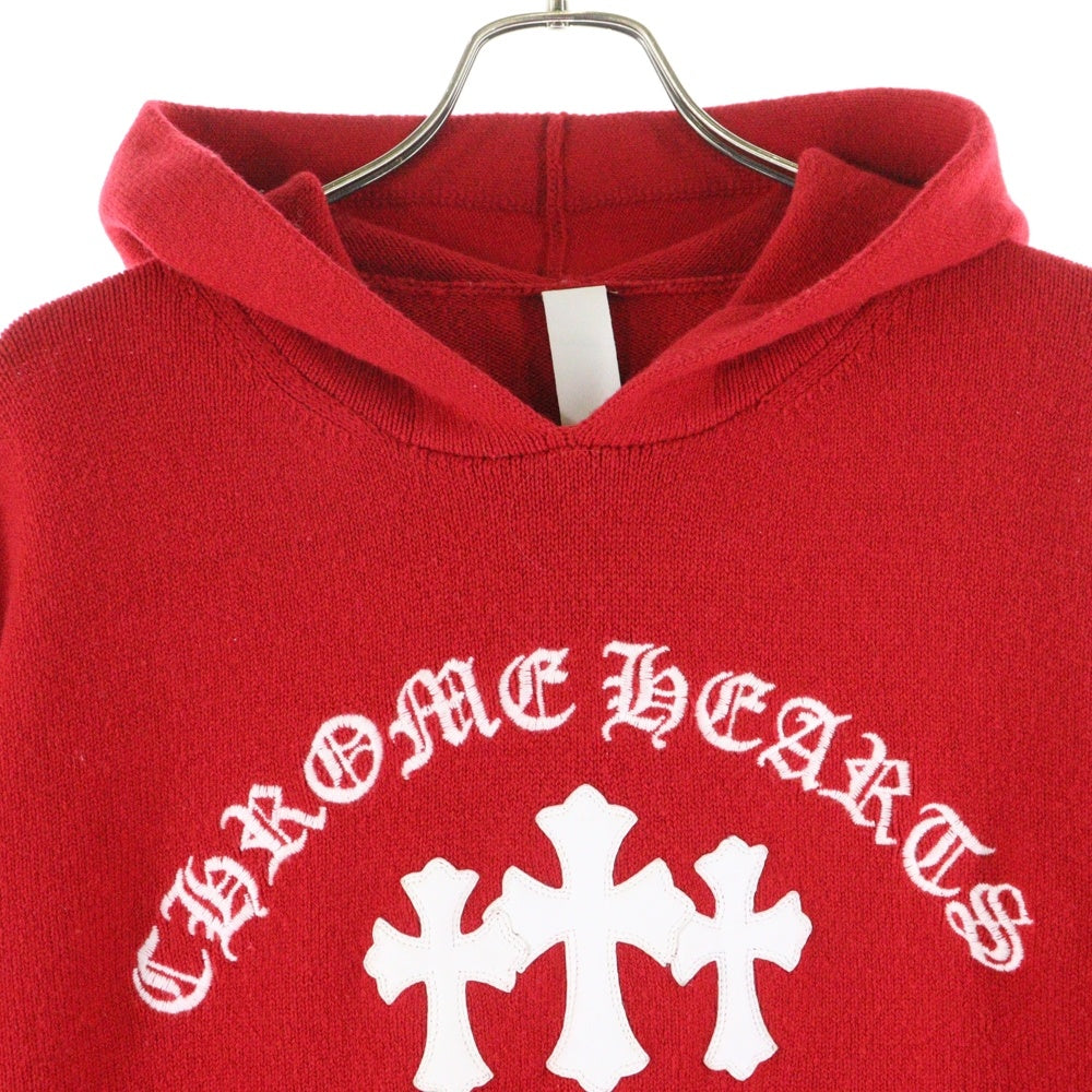 CHROME HEARTS(クロムハーツ) SAILIN ON HD PLVR CHSMR クロス パッチ 刺繍 カシミヤ プルオーバー パーカー レッド