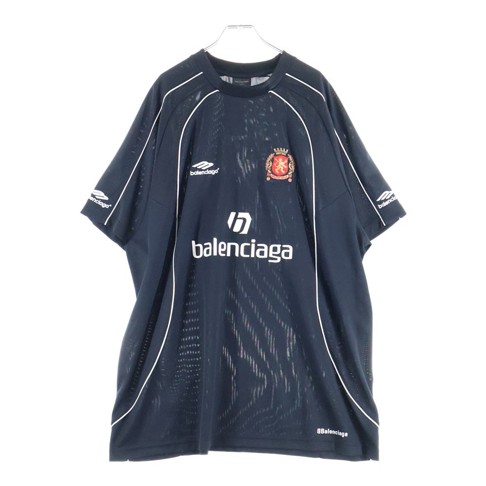 BALENCIAGA(バレンシアガ) 24SS Soccer サッカーロゴ オーバーサイズ 半袖Tシャツ ブラック 777705