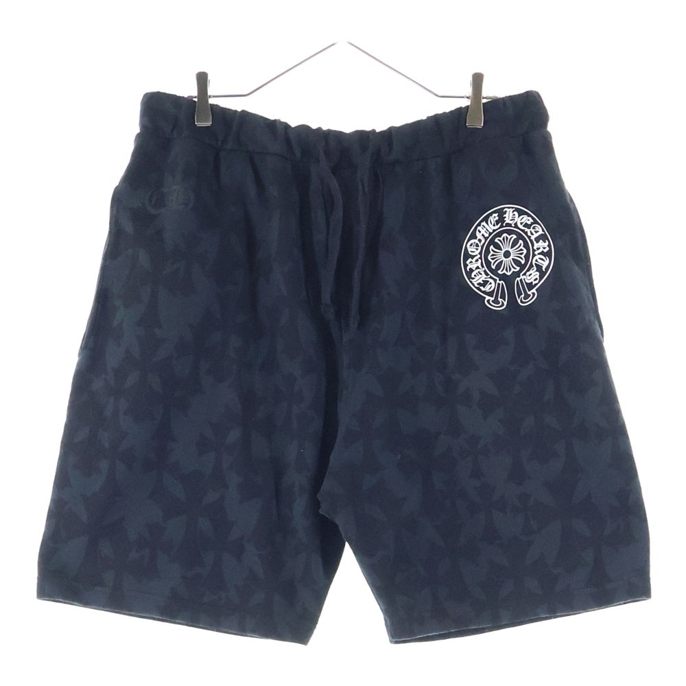 CHROME HEARTS(クロムハーツ) Graveyard Cemetery Cross Half Pants グレイブヤード セメタリークロス ハーフパンツ ホースシューロゴ ブラック