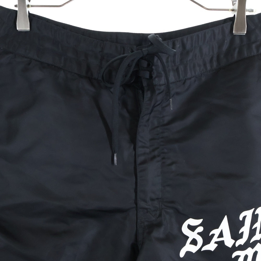 SAINT MICHAEL(セントマイケル) 23SS SWIMMING SHORT SM-S23-0000-065 ロゴプリント ナイロンショーツ ハーフパンツ ブラック