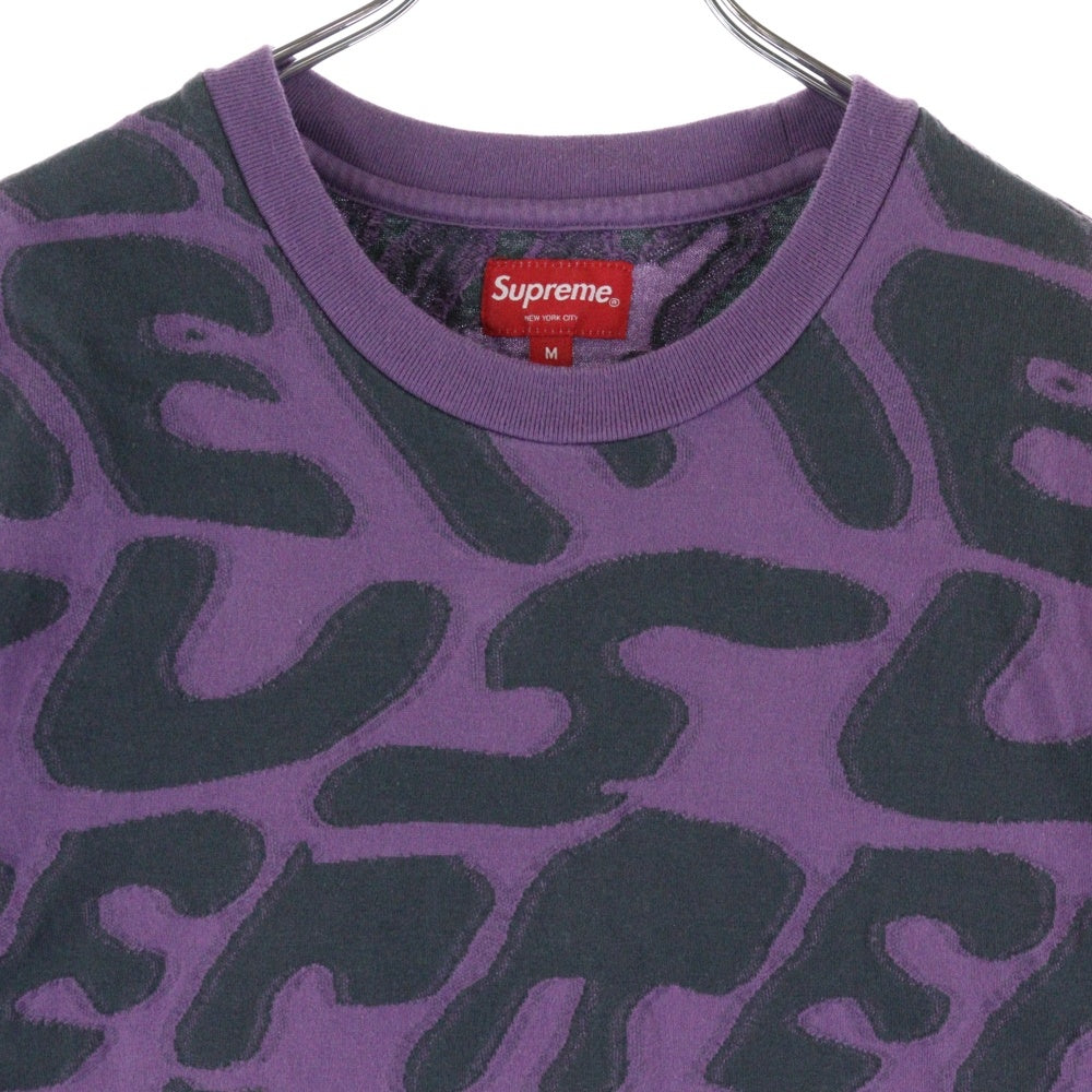 SUPREME(シュプリーム) 23SS Stacked Intarsia Tee クルーネック 半袖Tシャツ パープル