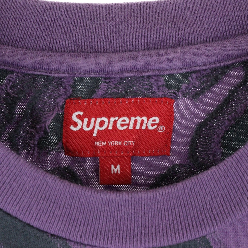 SUPREME(シュプリーム) 23SS Stacked Intarsia Tee クルーネック 半袖Tシャツ パープル
