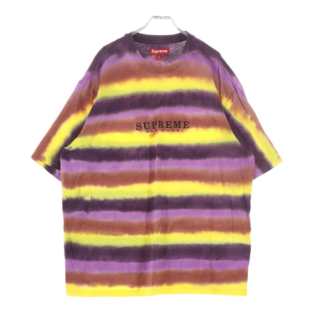 SUPREME(シュプリーム) 23AW Dyed Stripe S/S Tee タイダイ柄 ロゴ刺繍 クルーネック 半袖Tシャツ マルチカラー