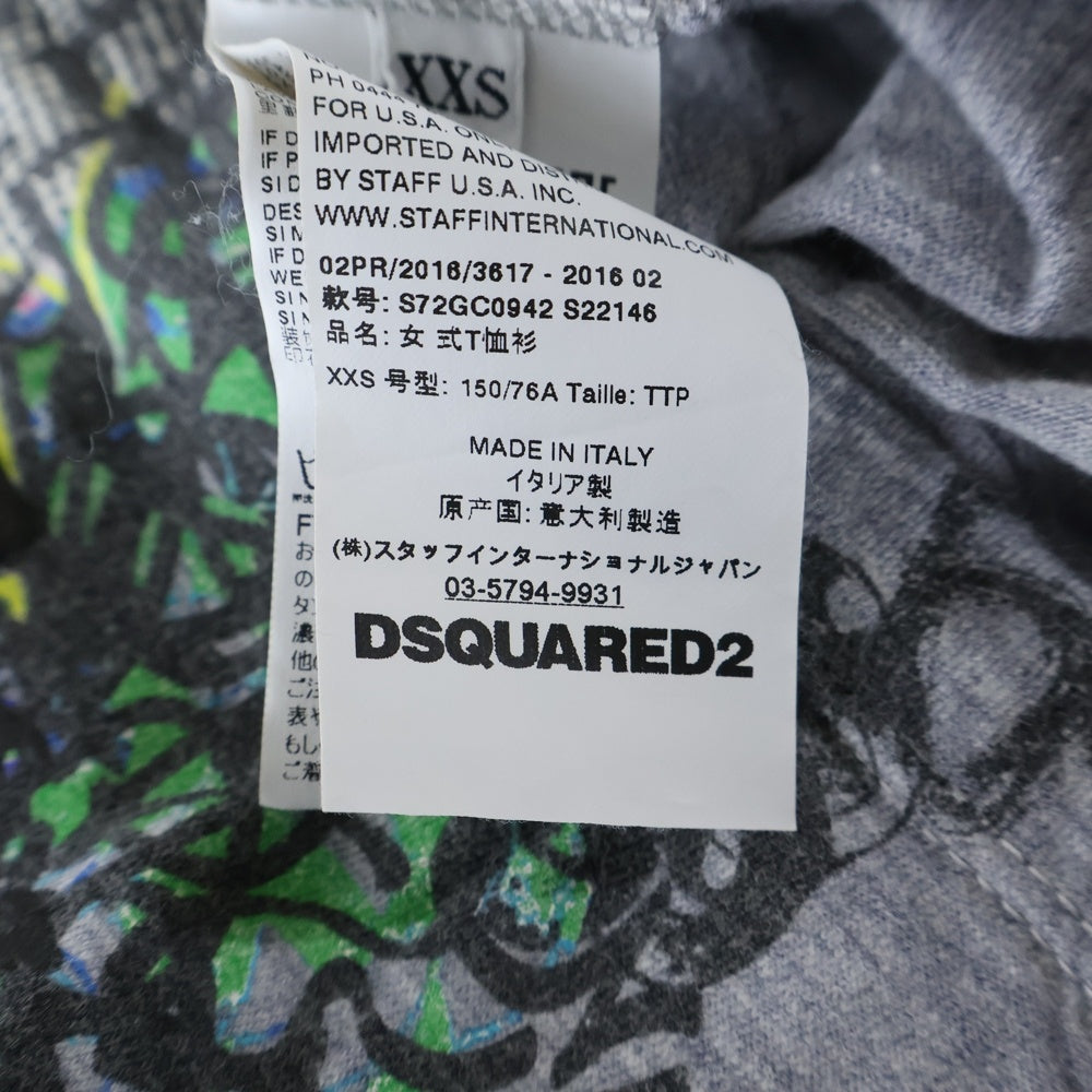 DSQUARED2(ディースクエアード) 16AW Toxiccoma graphic Tee フロントプリント クルーネック 半袖Tシャツ レディース S72GC0942 S22146