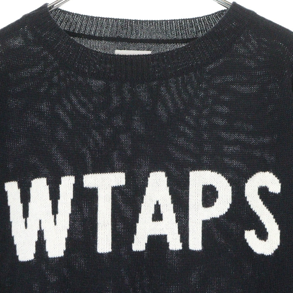 WTAPS(ダブルタップス) DECK SWEATER ロゴ刺繍 クルーネック長袖ニットセーター ブラック 192MADT-KNM01