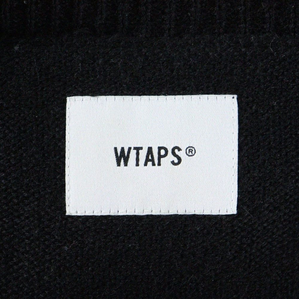 WTAPS(ダブルタップス) DECK SWEATER ロゴ刺繍 クルーネック長袖ニットセーター ブラック 192MADT-KNM01