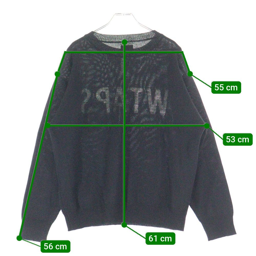 WTAPS(ダブルタップス) DECK SWEATER ロゴ刺繍 クルーネック長袖ニットセーター ブラック 192MADT-KNM01