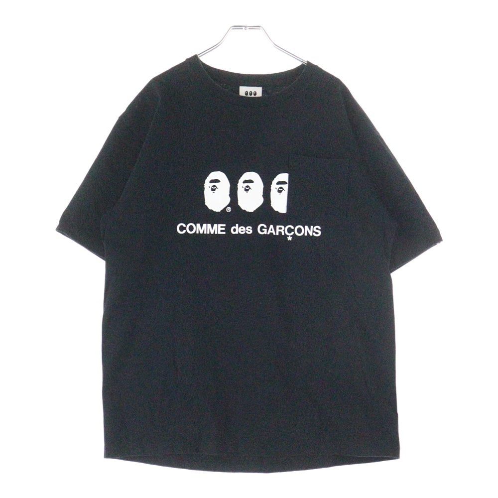 A BATHING APE(アベイシングエイプ) ×COMME des GARCONS フロントプリント クルーネック半袖Tシャツカットソー ブラック