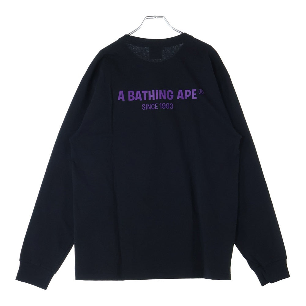 A BATHING APE(アベイシングエイプ) SWAROVSKI クルーネック長袖Tシャツカットソー ブラック/ピンク