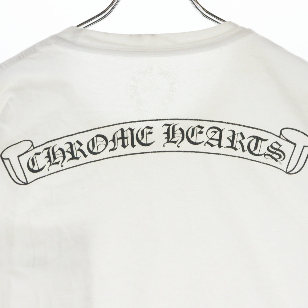 CHROME HEARTS(クロムハーツ) バックスクロールラベルプリント クルーネック半袖Tシャツカットソー ホワイト