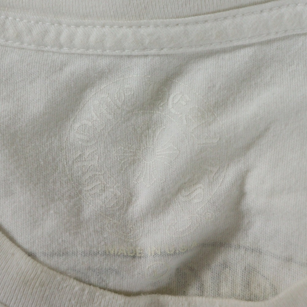 CHROME HEARTS(クロムハーツ) バックスクロールラベルプリント クルーネック半袖Tシャツカットソー ホワイト