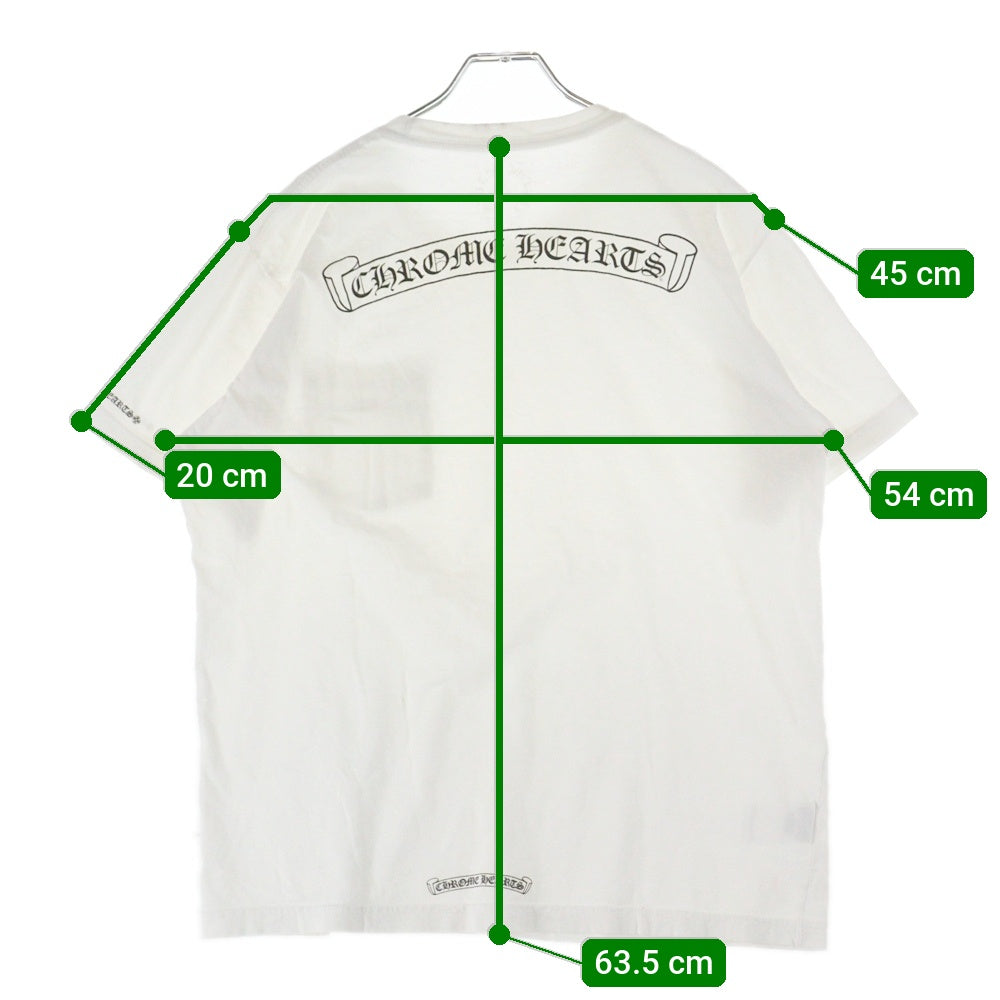 CHROME HEARTS(クロムハーツ) バックスクロールラベルプリント クルーネック半袖Tシャツカットソー ホワイト