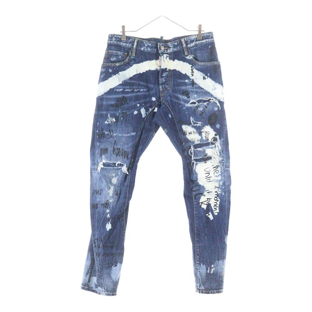 DSQUARED2(ディースクエアード) 17AW TIDY BAIKER グラフィティプリント デニムパンツ インディゴ S74LB0245 S30309
