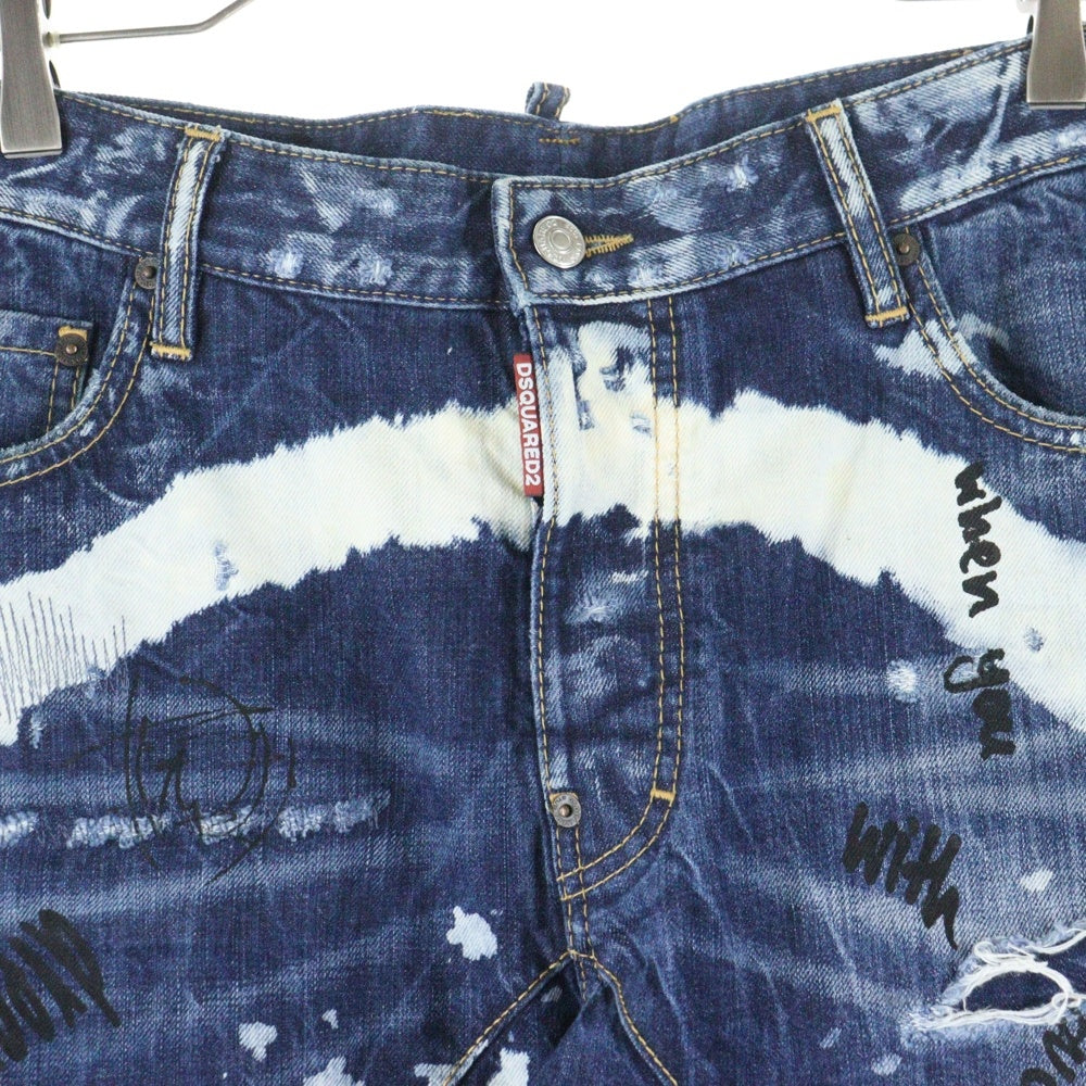 DSQUARED2(ディースクエアード) 17AW TIDY BAIKER グラフィティプリント デニムパンツ インディゴ S74LB0245 S30309