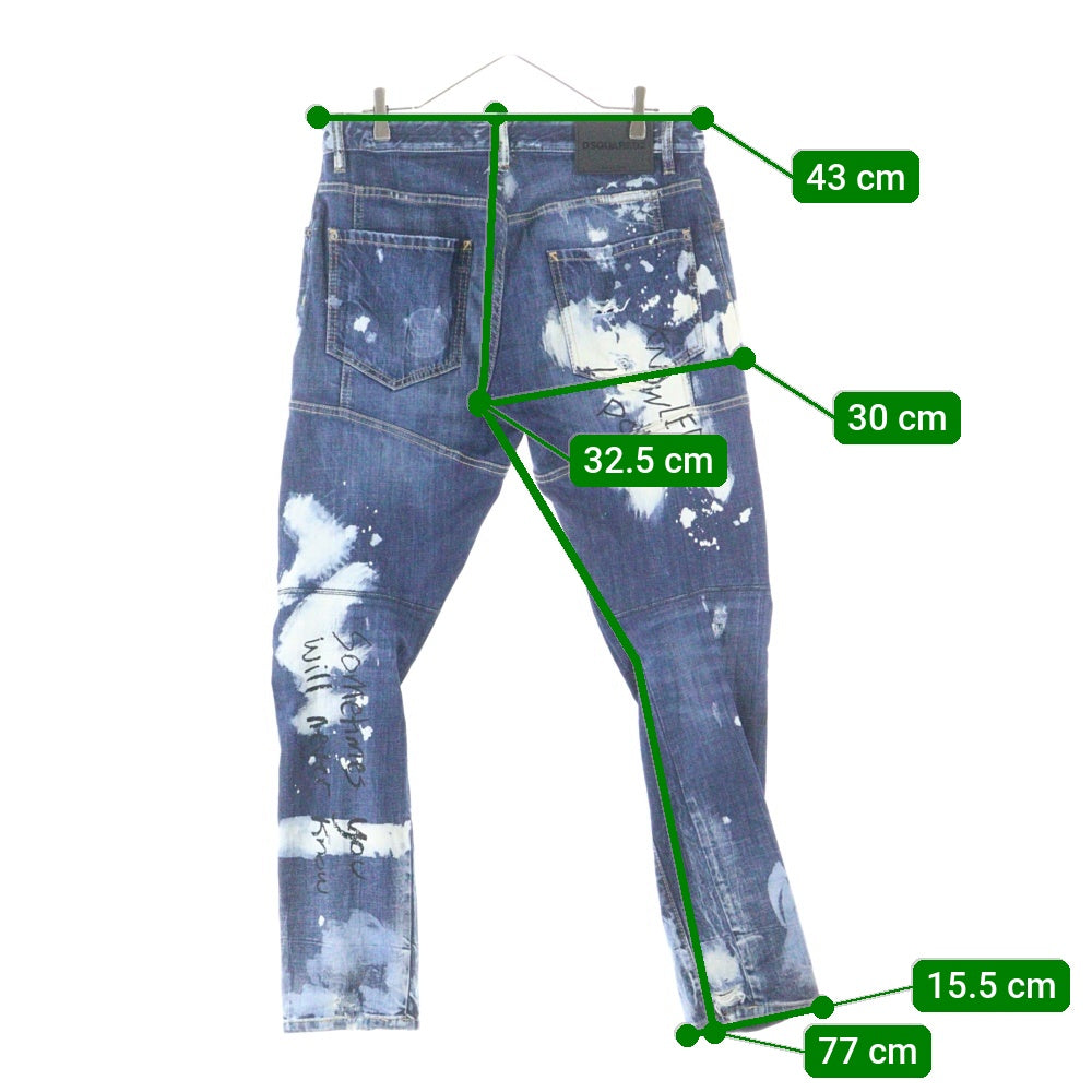 DSQUARED2(ディースクエアード) 17AW TIDY BAIKER グラフィティプリント デニムパンツ インディゴ S74LB0245 S30309