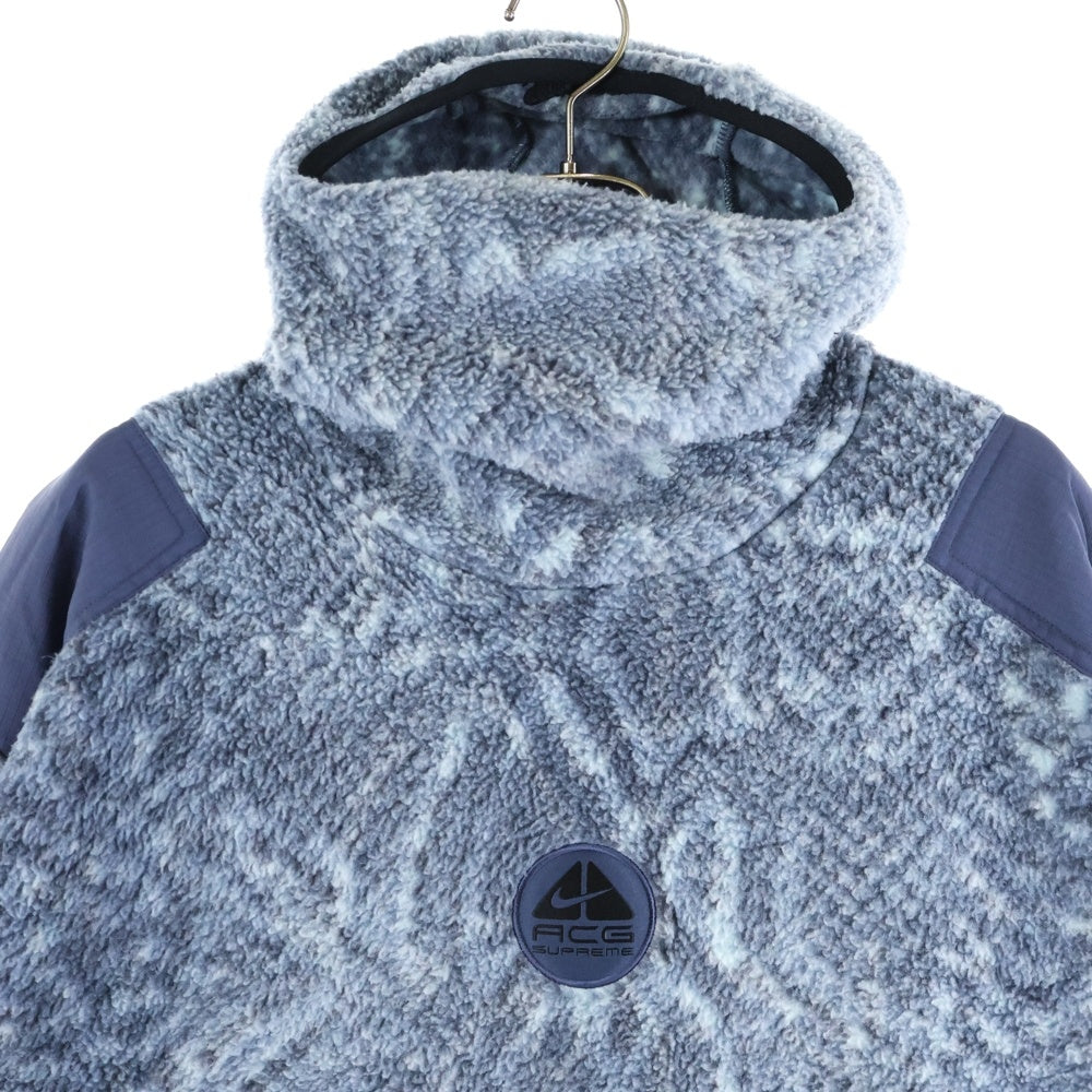 SUPREME(シュプリーム) 22AW ×NIKE ACG スネーク柄 フリースボア プルオーバージャケット ライトブルー