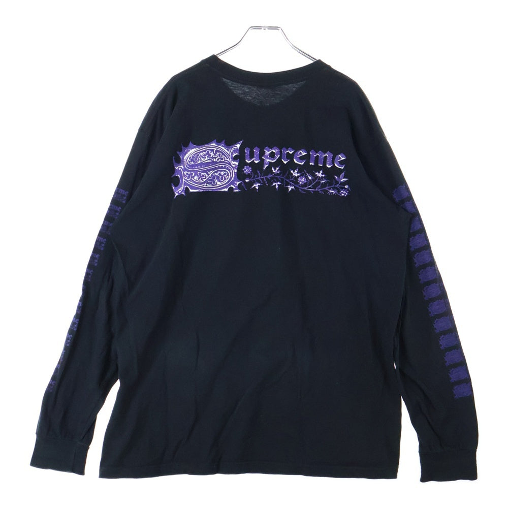SUPREME(シュプリーム) 24SS Saint Sebastian Tee 両面プリント クルーネック長袖Tシャツカットソー ブラック/パープル