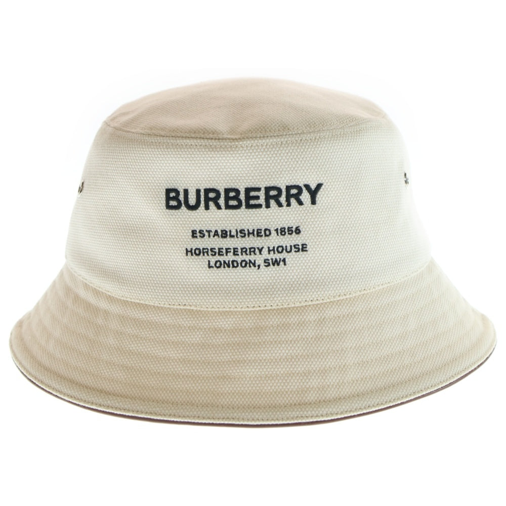 BURBERRY(バーバリー) ホースフェリーモチーフ フロント刺繍ロゴ バケットハット 帽子 アイボリー 8057401