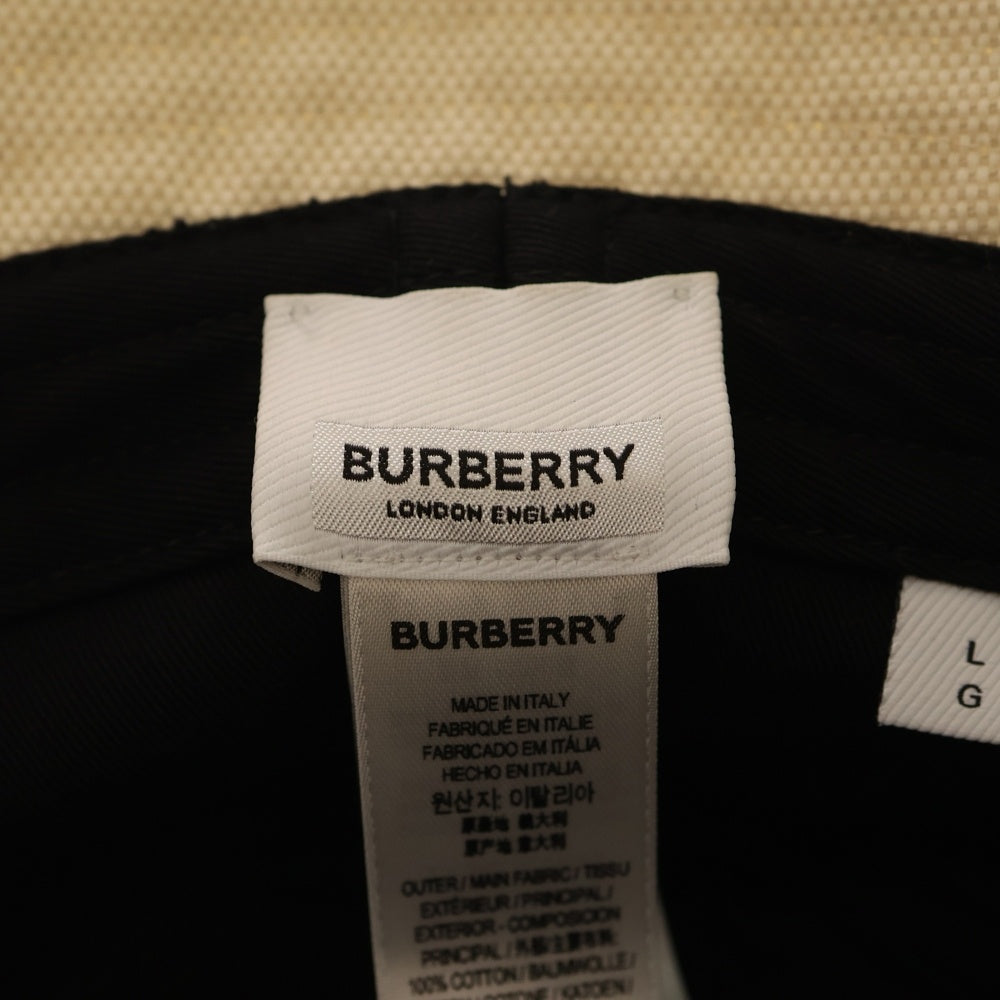 BURBERRY(バーバリー) ホースフェリーモチーフ フロント刺繍ロゴ バケットハット 帽子 アイボリー 8057401