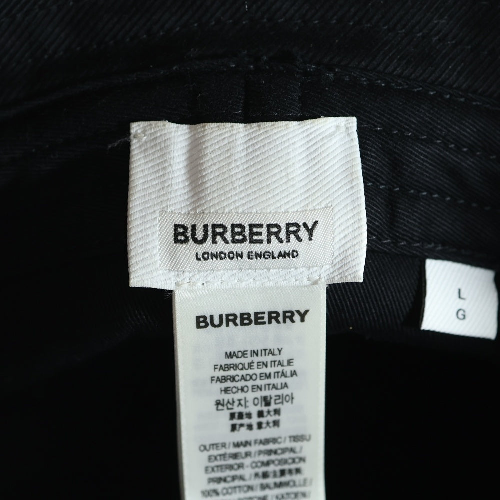 BURBERRY(バーバリー) ホースフェリーモチーフ フロント刺繍ロゴ バケットハット 帽子 ブラック 8053474