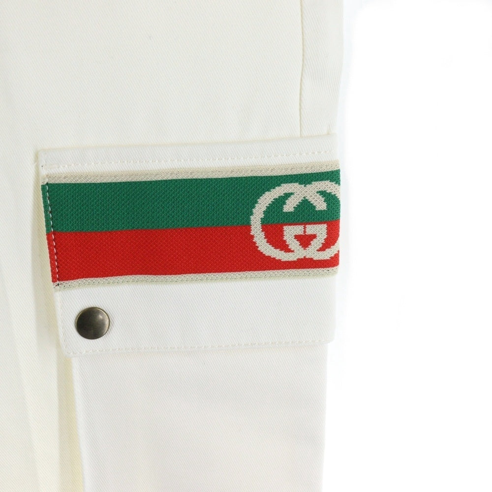 GUCCI(グッチ) インターロッキングG シェリーライン コットンカーゴパンツ ホワイト 623986 XDBA4
