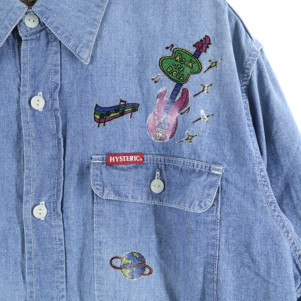 HYSTERIC GLAMOUR(ヒステリックグラマー) ラメプリント 長袖デニムシャツ インディゴ 02201AH11