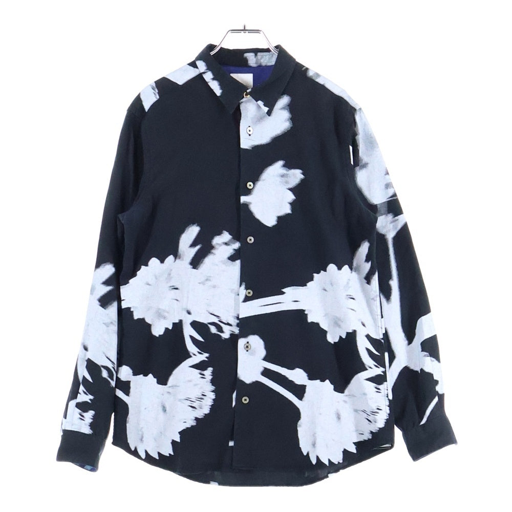 Paul Smith(ポールスミス) スクリーンフローラル 総柄長袖シャツブラウス ブラック 103324