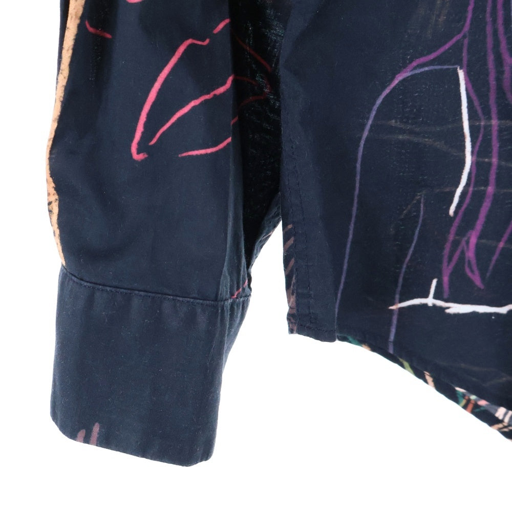 Paul Smith(ポールスミス) ビーチスケッチ 総柄長袖シャツブラウス ブラック 193320