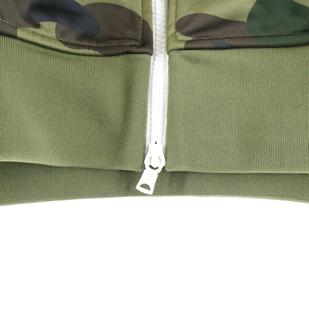 A BATHING APE(アベイシングエイプ) 1ST CAMO RELAXD FIT TRACK JACKET カモ総柄 エイプヘッドプリント ロゴサイドラインジップアップトラックジャケット グリーン 1L80-115-008