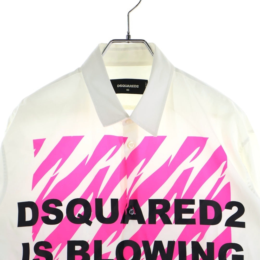 DSQUARED2(ディースクエアード) グラフィックロゴ 長袖シャツ ホワイト/ピンク S74DL0963 S36275