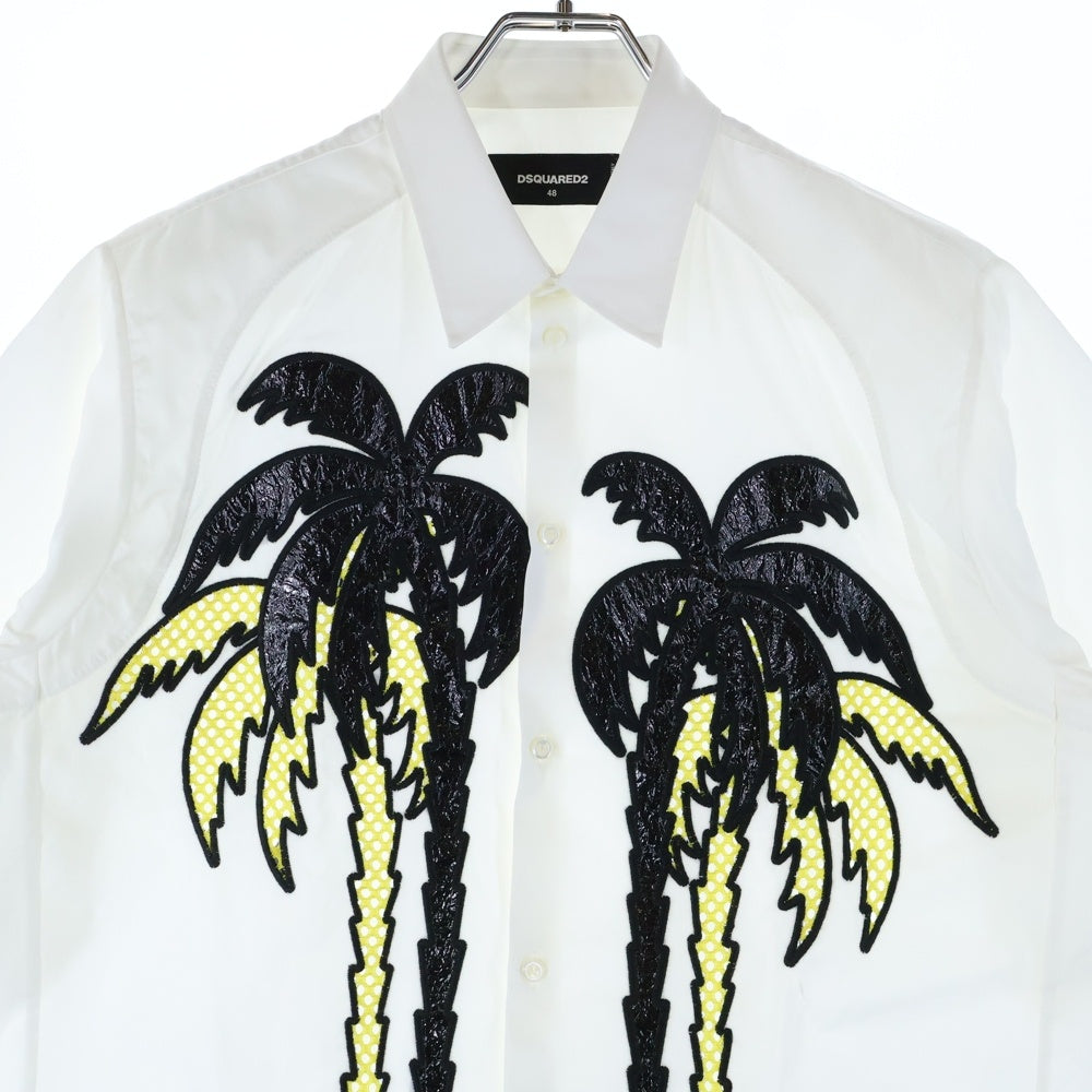 DSQUARED2(ディースクエアード) 16SS 刺繍デザイン 半袖シースルーシャツ ホワイト S71DL0967 S36275